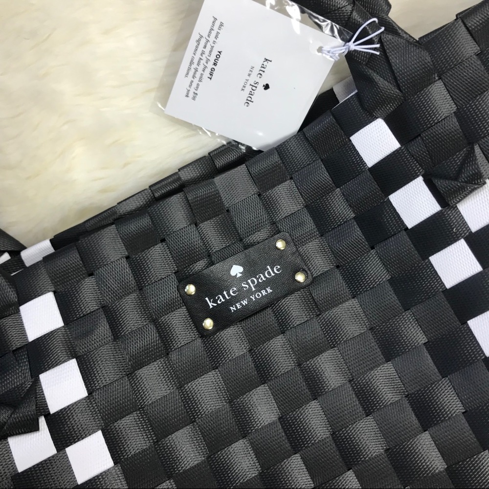 Kate Spade Tote Bag Purse Black White Large NWT - Picture 5 of 6